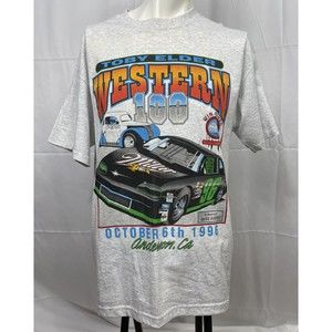 Vintage Toby Elder Western 100 California Racing Nascar Gray T Shirt Size L